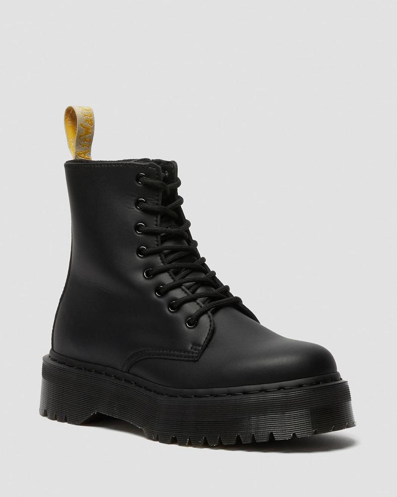 Black Men\'s Dr Martens Vegan Jadon II Mono Platform Boots | CA 568JPQ